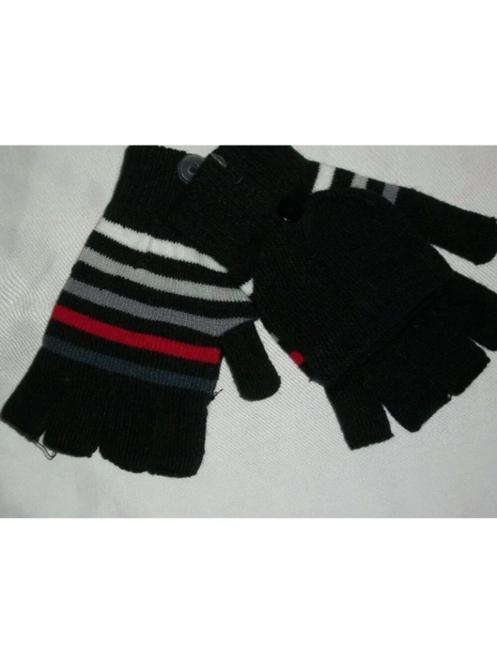 Black Red Bow Winter Beanie Gloves Mittens Set Hat Cap Knit  Girl's Child's